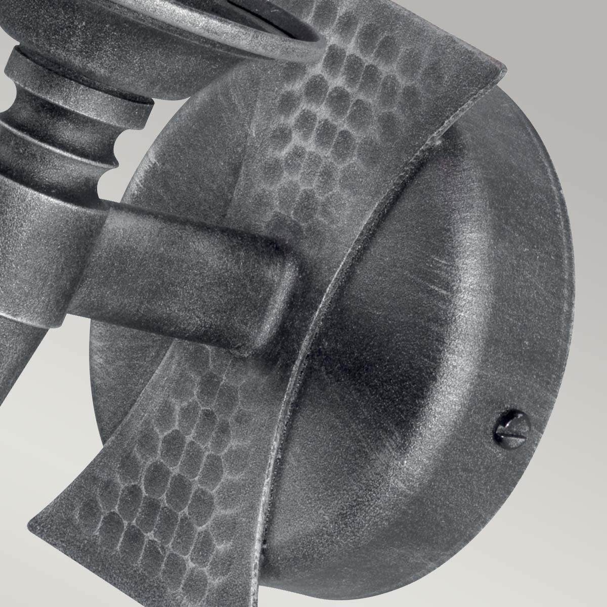 Saxon Steel Wall Light Black & Silver Patina - SAX1-BLK-SIL