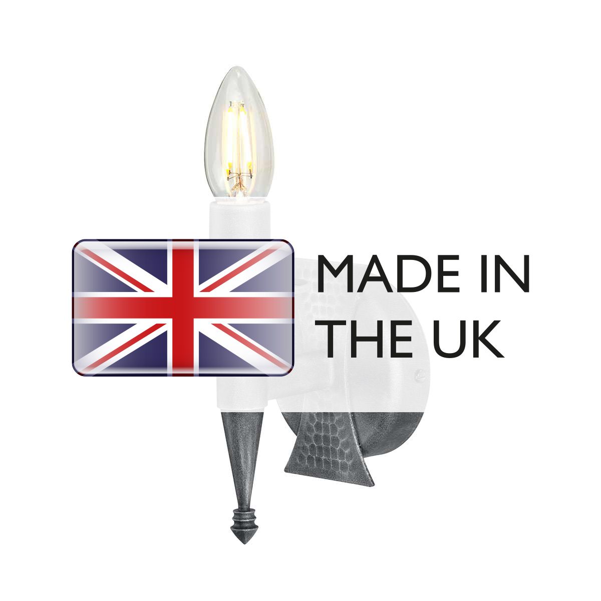 Saxon Steel Wall Light Black & Silver Patina - SAX1-BLK-SIL