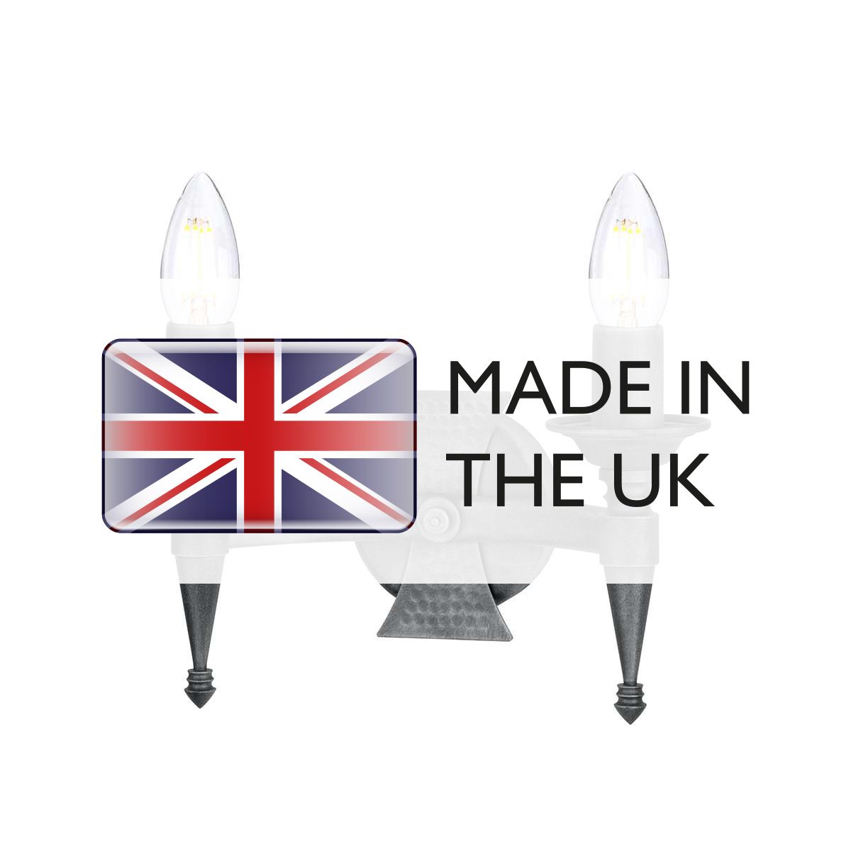 Saxon Steel Double Wall Light Black & Silver Patina - SAX2-BLK-SIL