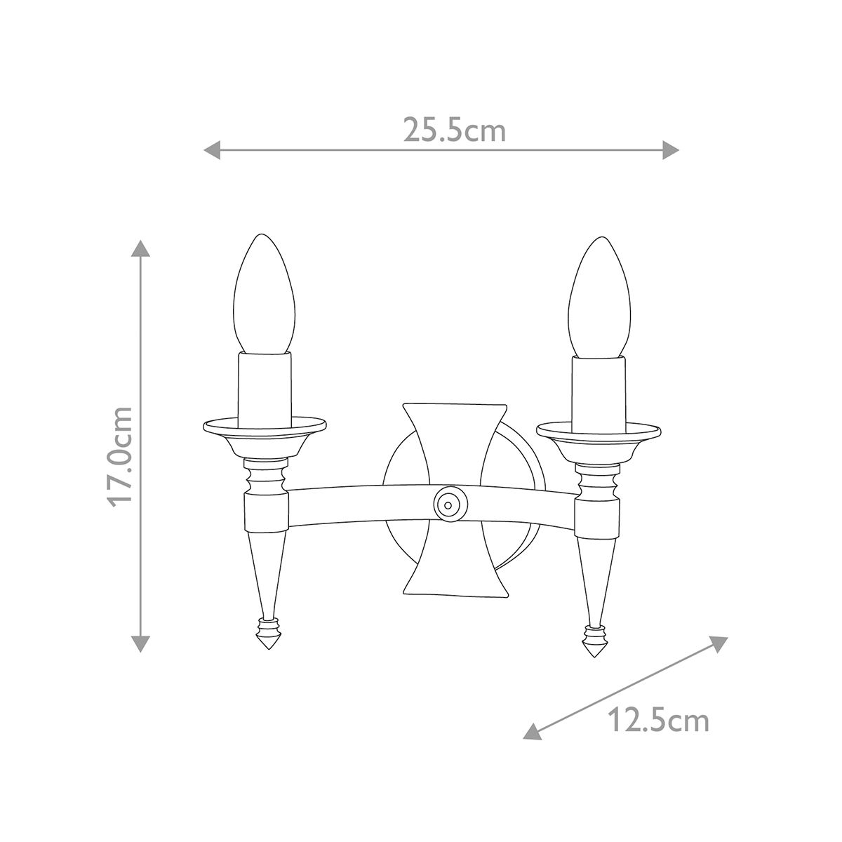 Saxon Steel Double Wall Light Black & Silver Patina - SAX2-BLK-SIL