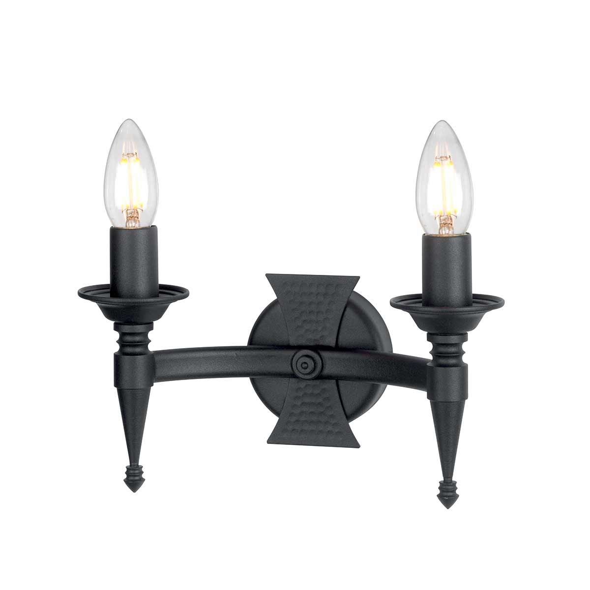 Saxon Steel Double Wall Light Black - SAX2-BLK