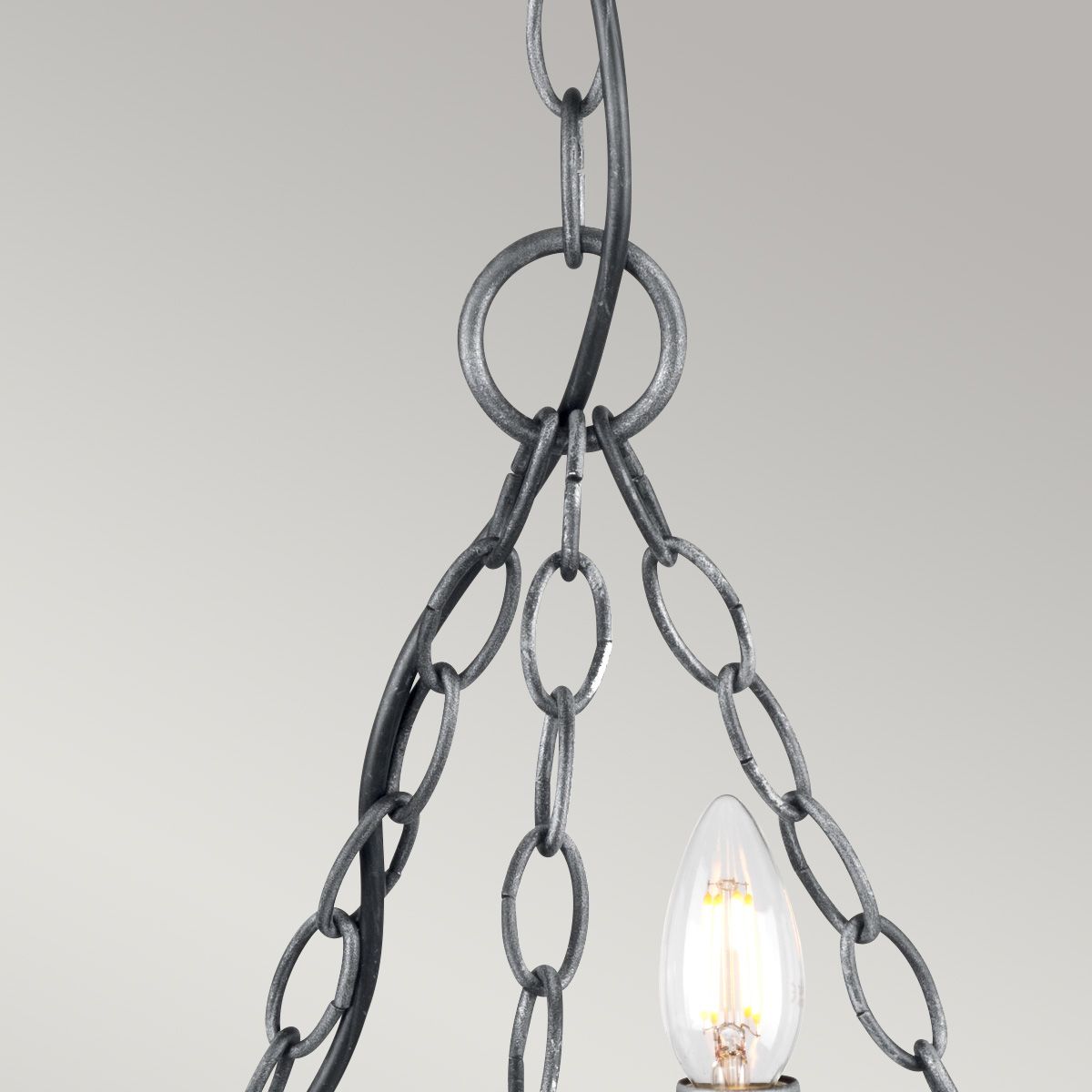 Saxon Steel 3 Light Chandelier Black & Silver Patina - SAX3-BLK-SIL
