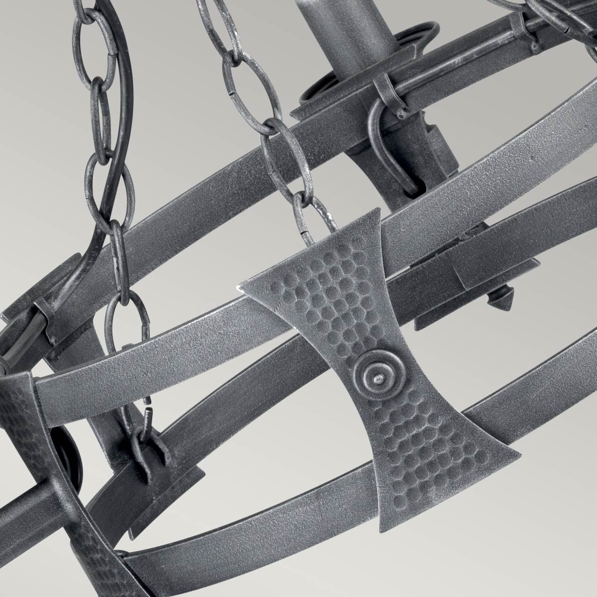 Saxon Steel 3 Light Chandelier Black & Silver Patina - SAX3-BLK-SIL