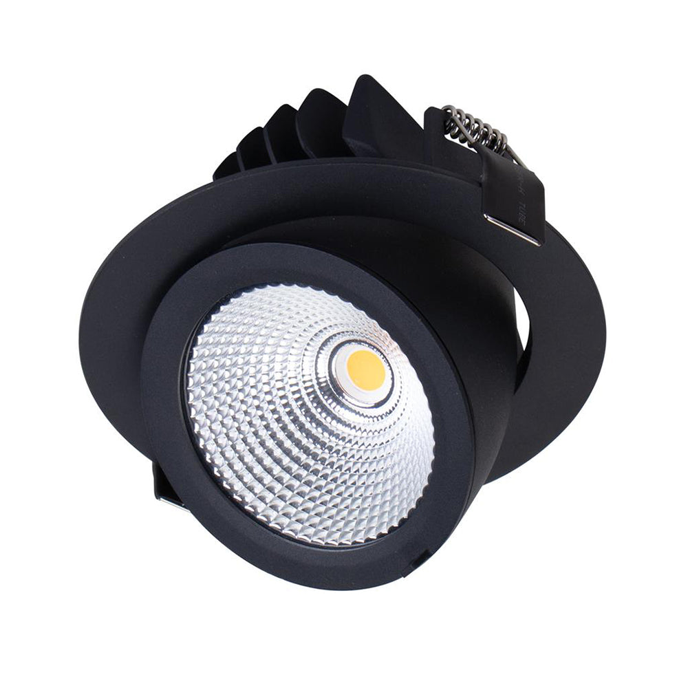 Buy Recessed Downlights Australia Scoop Round Recessed Downlight 13W Black Aluminium 3000K - 20450