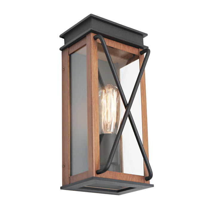 Sicily Wall Light Black & Timber - SICI1EBLK