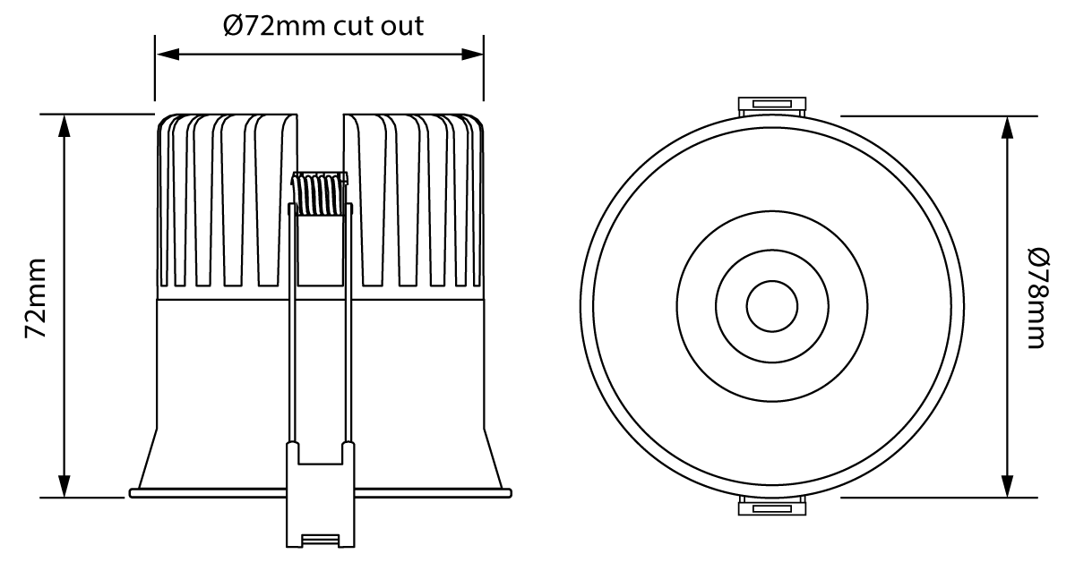 Sola Series 58° LED Downlight 12W 3000K White - SI SOLA/12W/IP65/WH
