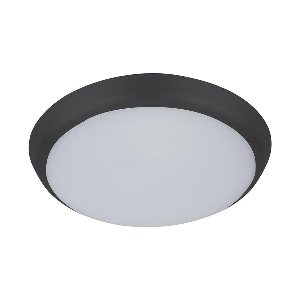 Buy LED Oyster Lights Australia Solar Round LED Oyster Light W200mm Black Polycarbonate 3CCT - 20939