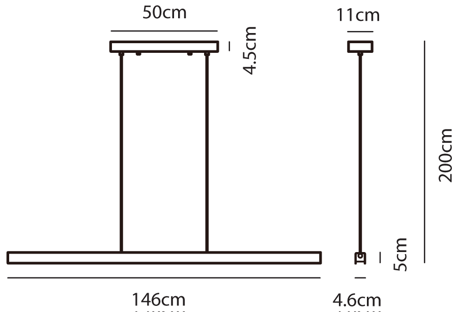 Square Linear LED Pendant Light 40W 4CCT White & Sand Gold - SE S/SQUARE/WHITE/SAND GOLD