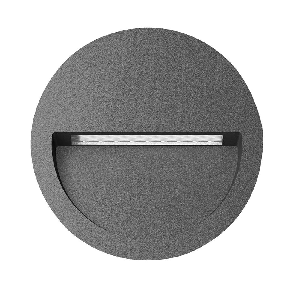 Buy Outdoor Step Lights Australia Zac Round Outdoor Step Light 12V Dark Grey Aluminium 3000K - 19772