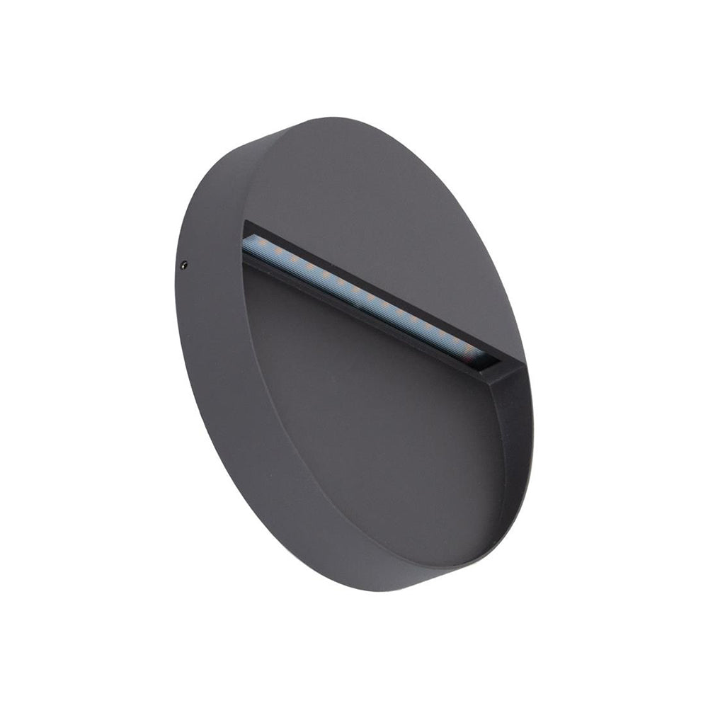 Buy Outdoor Step Lights Australia Zeke Round Outdoor Step Light 12V 9W Dark Grey Aluminium 3000K - 19866