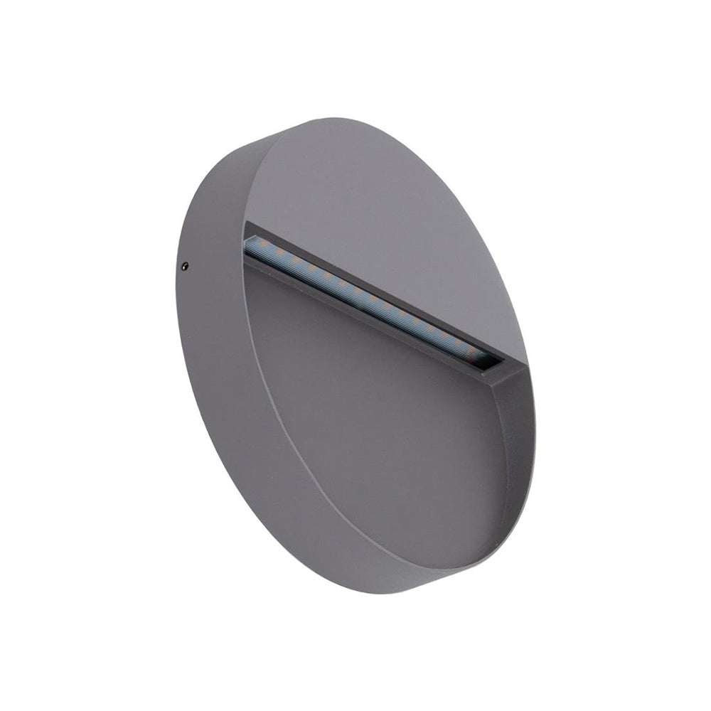 Buy Outdoor Step Lights Australia Zeke Round Outdoor Step Light 12V 9W Silver Aluminium 3000K - 19864