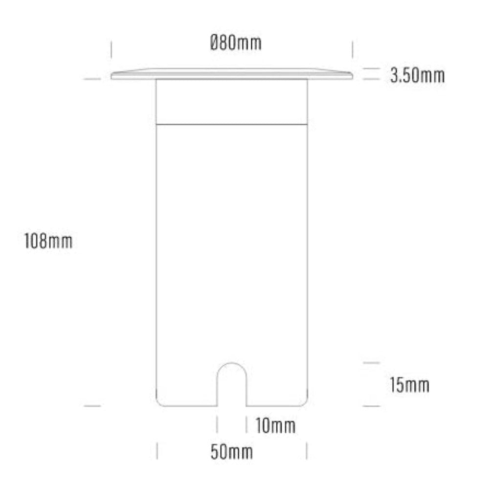 Buy Deck Lights Australia Phoenix Deck Light 24V DC D80mm Black PC Brass - AQL-530-B2-X0