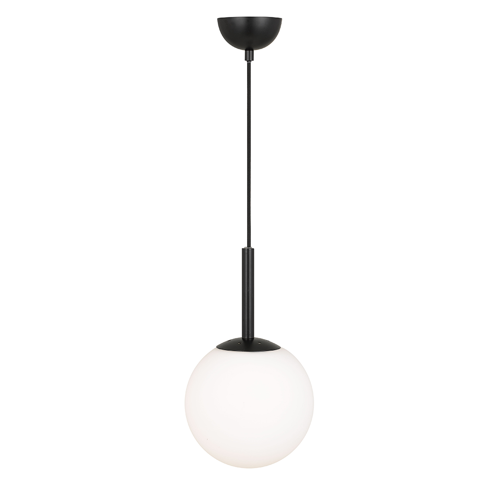 Bally 1 Light Pendant 200mm Black, Opal Matt - BALLY PE 08-BKOM