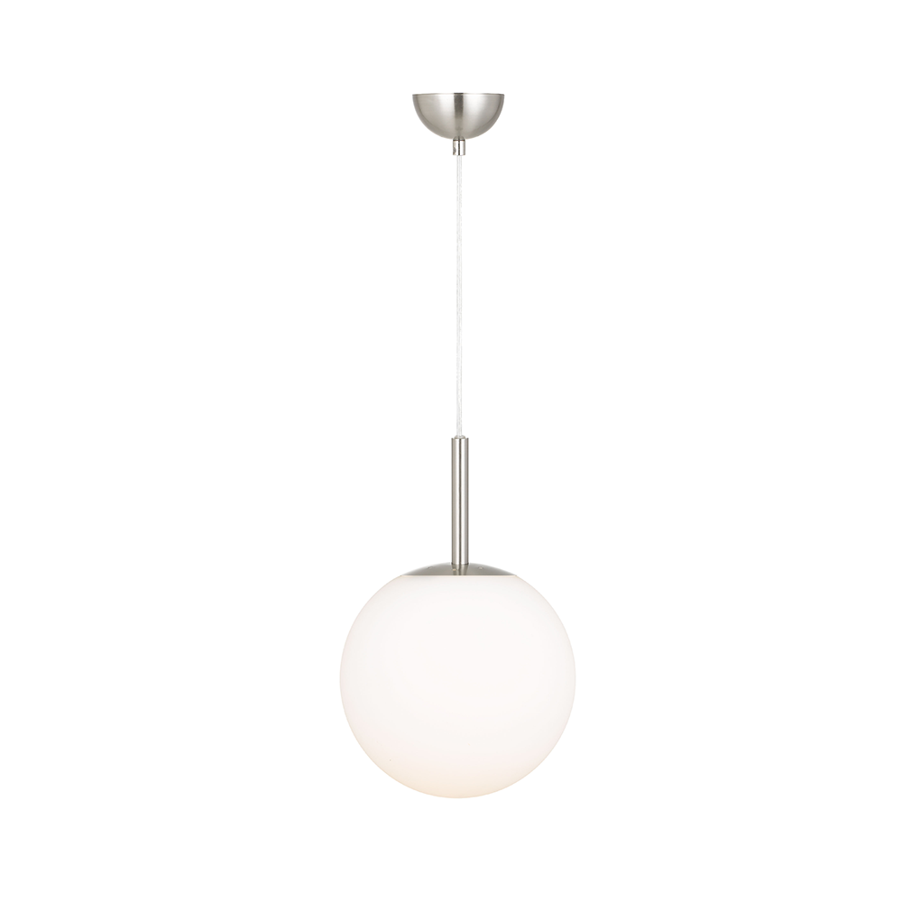 Bally 1 Light Pendant 200mm Nickel, Opal Matt - BALLY PE 08-NKOM