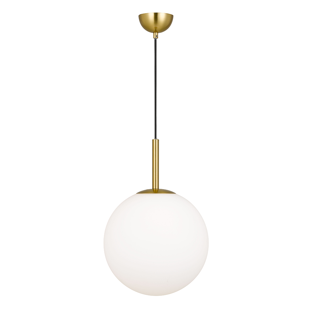 Bally 1 Light Pendant 300mm Antique Gold, Opal Matt - BALLY PE 12-AGOM