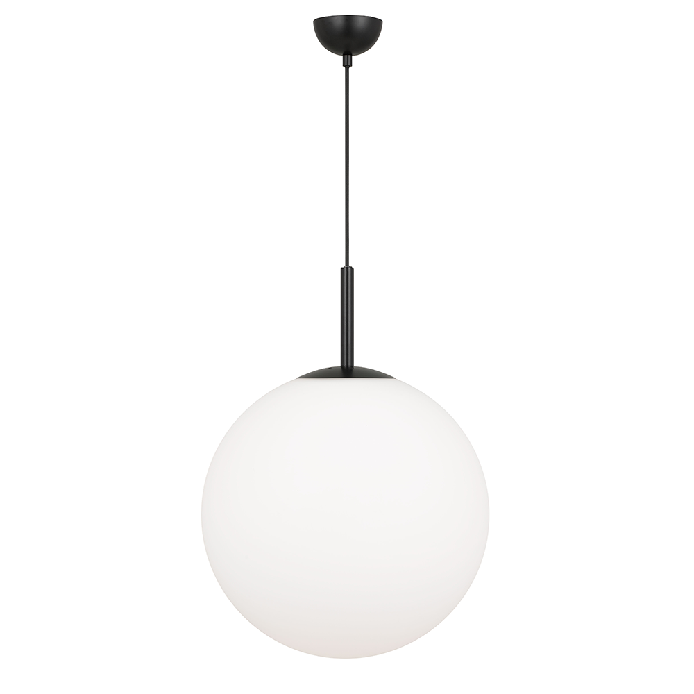 Bally 1 Light Pendant 400mm Black, Opal Matt - BALLY PE16-BKOM