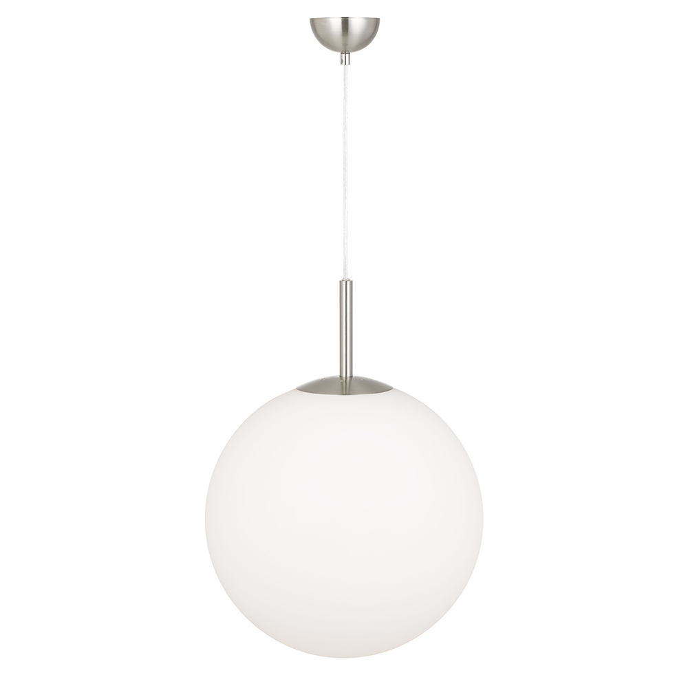Buy Pendant Lights Australia Bally 1 Light Pendant 400mm Nickel, Opal Matt - BALLY PE16-NKOM
