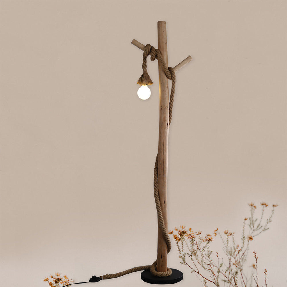 Buy Floor Lamps Australia Lea 1 Light Floor Lamp Black & Natural - LL-27-0187