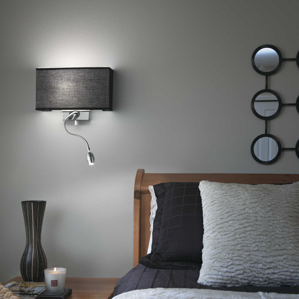 Buy Bedside Reading Lights Australia Hotel Ap2 Bedside Reading Light Black Fabric 3000K - 035956