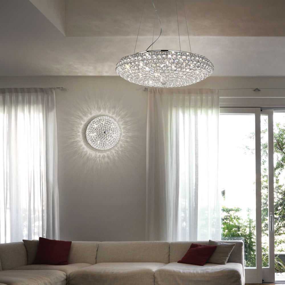 Buy Crystal Pendant Lights Australia King Pl7 Ceiling Pendant 7 Lights Chrome Metal - 087979