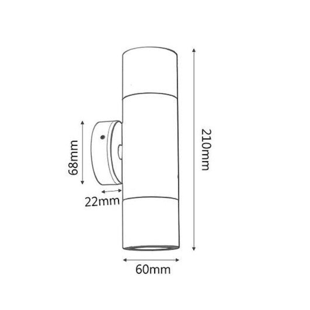 Buy Up / Down Wall Lights Australia Round Exterior Up/Down Wall Pillar 2 Lights 316 Stainless Steel - 2132