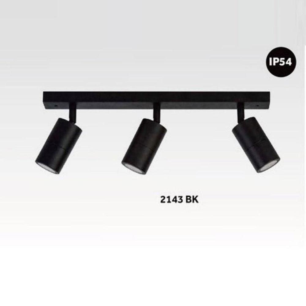 Outdoor Ceiling 3 Spotlights Adjustable L550mm Black Aluminium - 2143B