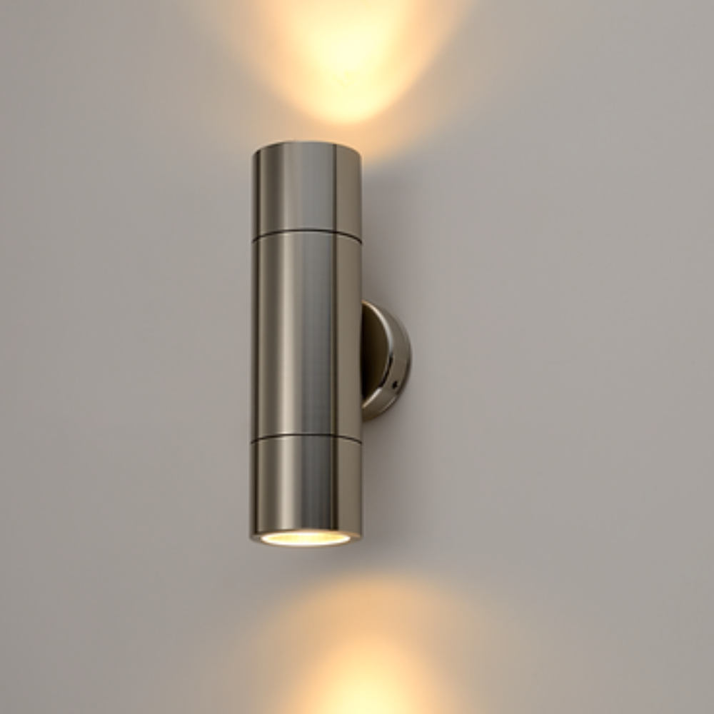Buy Up / Down Wall Lights Australia Round Exterior Up/Down Wall Pillar 2 Lights 316 Stainless Steel - 2132