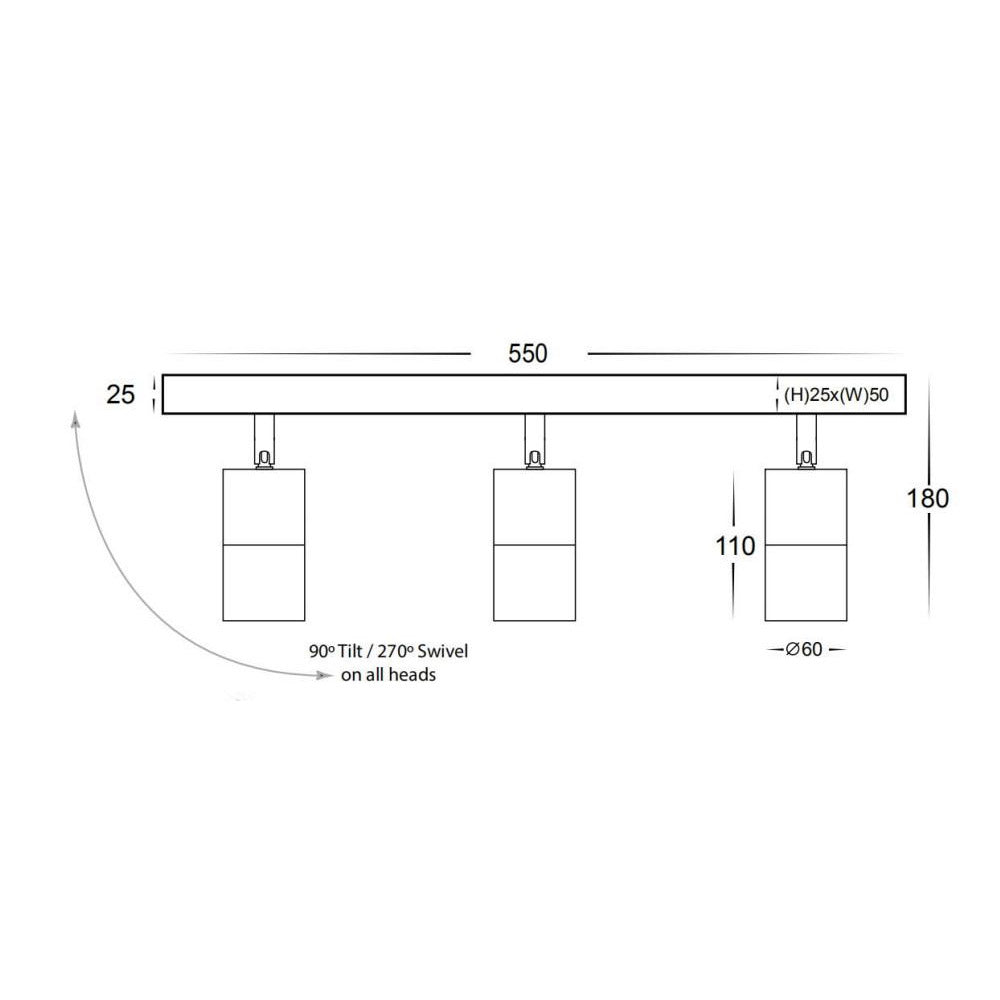 Buy Outdoor Ceiling Spotlights Australia Outdoor Ceiling 3 Spotlights Adjustable L550mm White Aluminium - 2143W