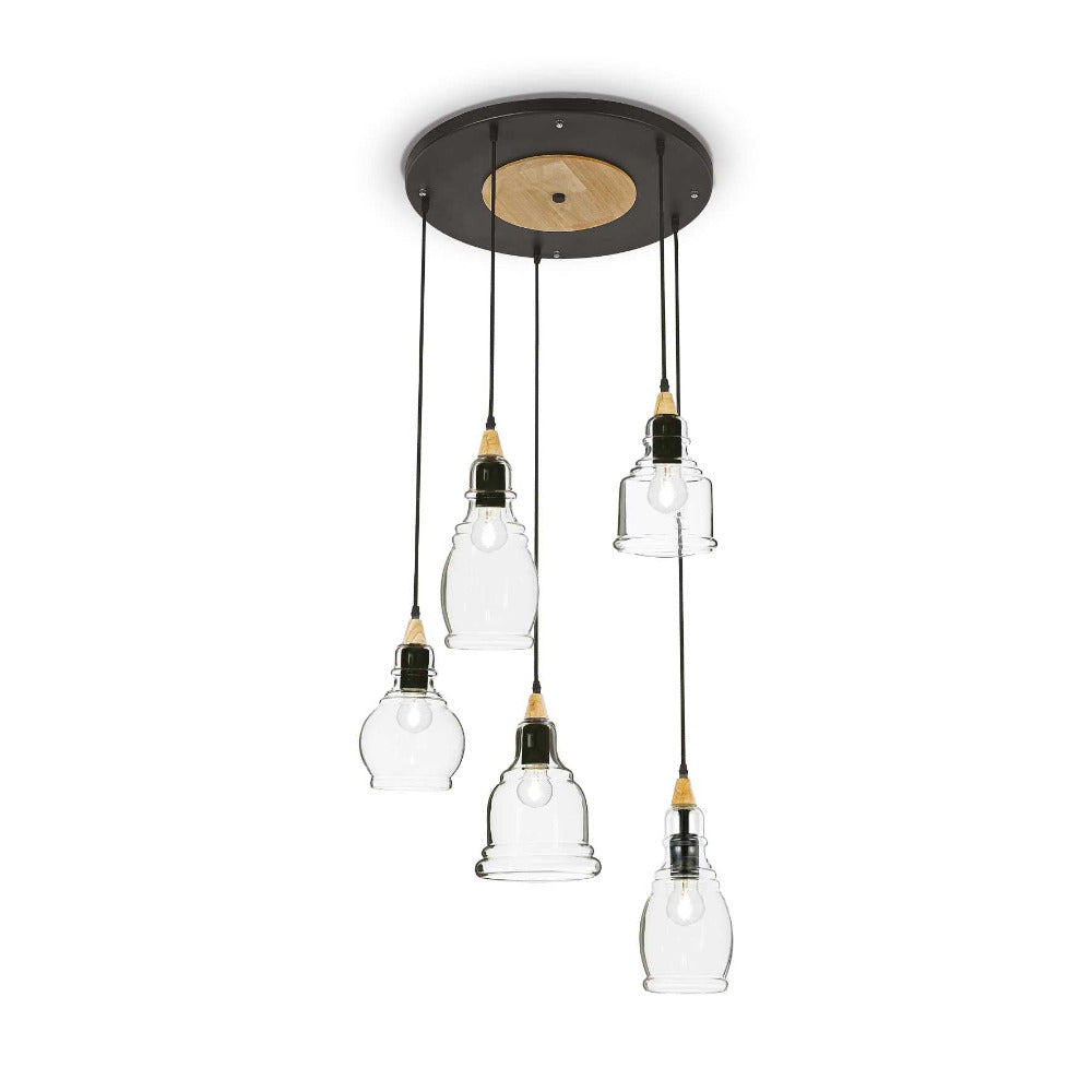 Gretel Sp5 Cluster Pendants 5 Lights Black Metal / Glass - 103174