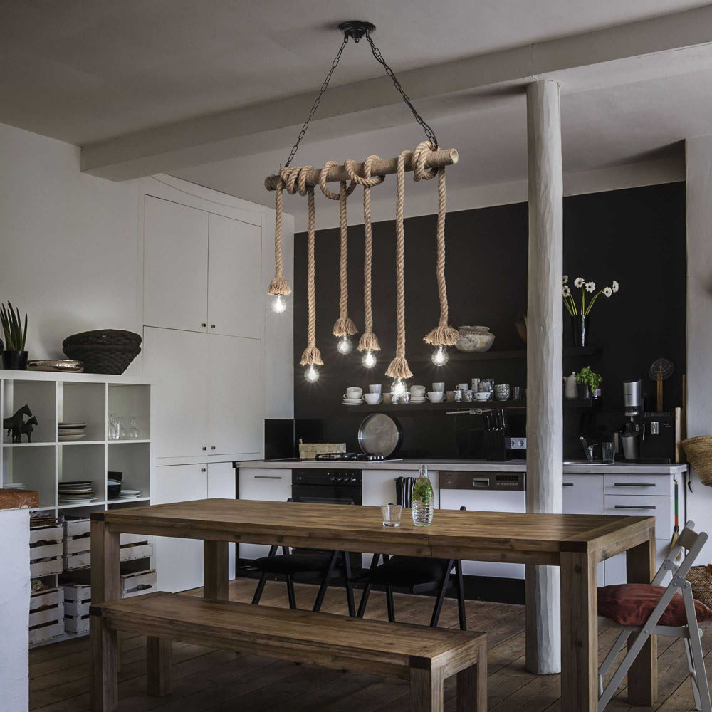 Buy Pendant Lights Australia Canapa Sp6 Pendant 6 Lights Natural Hemp Rope - 134826