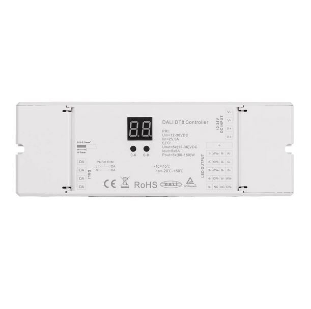 Buy Strip Light Controllers Australia LED Strip Light RGBCW / RGBW Controller 12V White Plastic - HV9107-2309P-5C