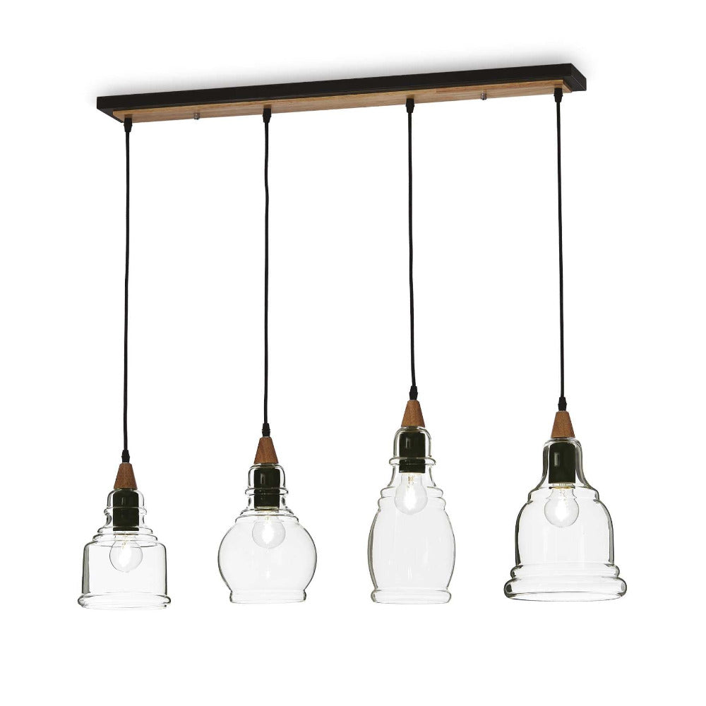 Buy Pendant Lights Australia Gretel Sp4 Pendant 4 Lights Black Metal / Glass - 122557