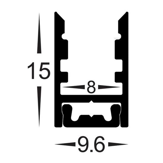 Buy Strip Light Profiles Australia LED Strip Profile H15mm L1m Silver Aluminium - HV9792-ALU