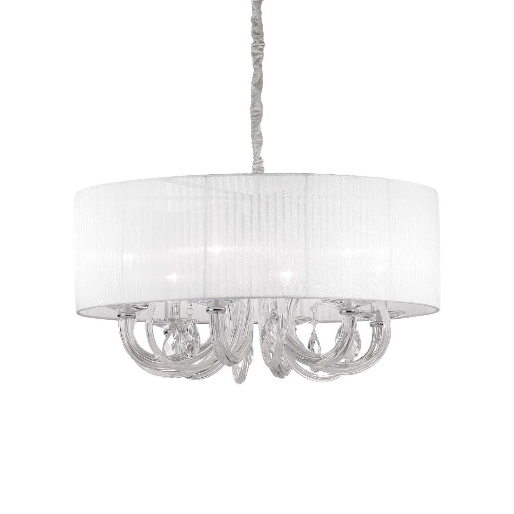 Buy Chandeliers Australia Swan Sp6 Chandelier 6 Lights White Chrome / Glass - 035826