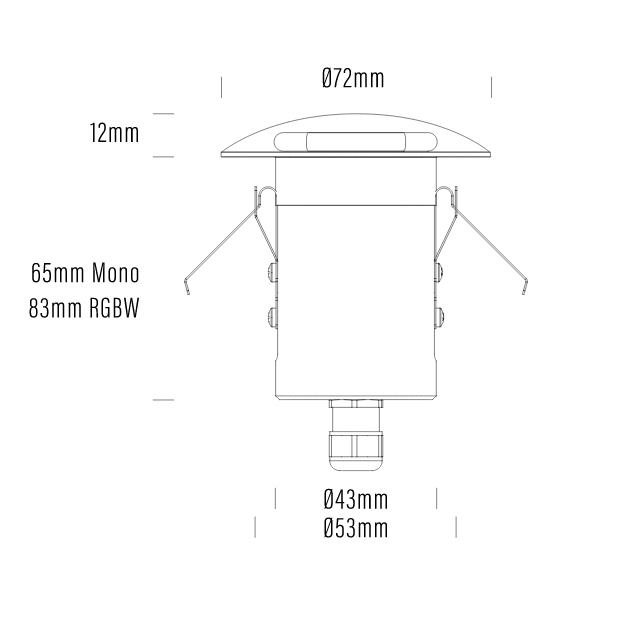 Buy Deck Lights Australia Lumena LED Deck light 24V DC W72mm 5W Aluminium Frosted 3000K+RGB - AQL-163-Z005