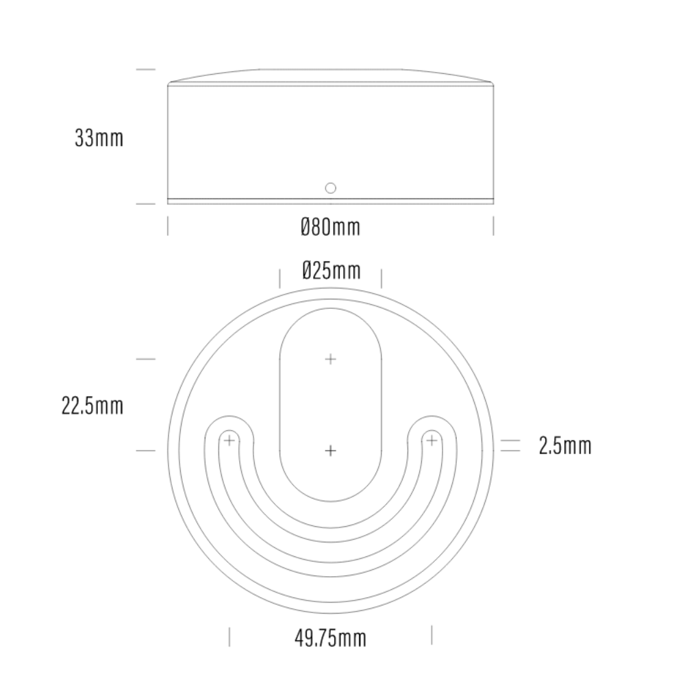 Buy Surface Mounted Downlights Australia Lumena Surface Mounted Downlight 24V DC H33mm Silver Reign Aluminium - AQL-175-A1-X0