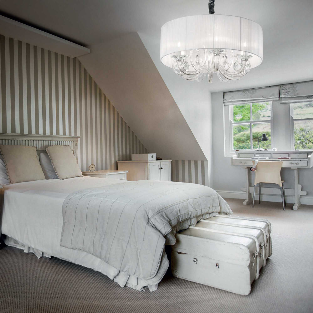 Buy Chandeliers Australia Swan Sp3 Chandelier 3 Lights White Chrome / Glass - 035840