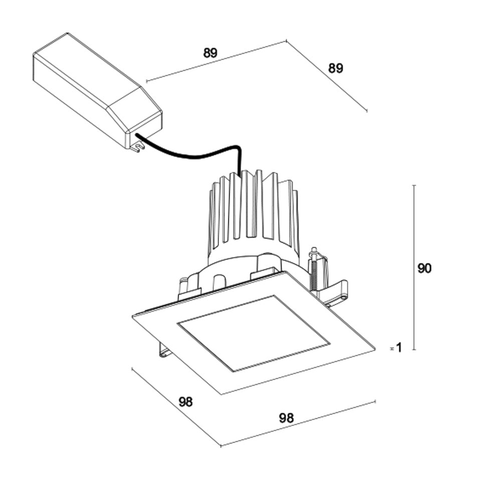 Buy Recessed LED Downlights Australia Altopiano 1.3 Square Recessed LED Downlight 24V Plastic RGBW+3000K - AP130