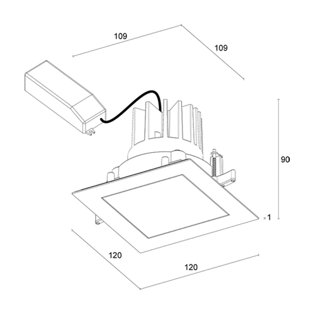 Buy Recessed LED Downlights Australia Altopiano 2.1 Square Recessed LED Downlight Anti-Glare CRI90 DALI-2 2200K - AP2110