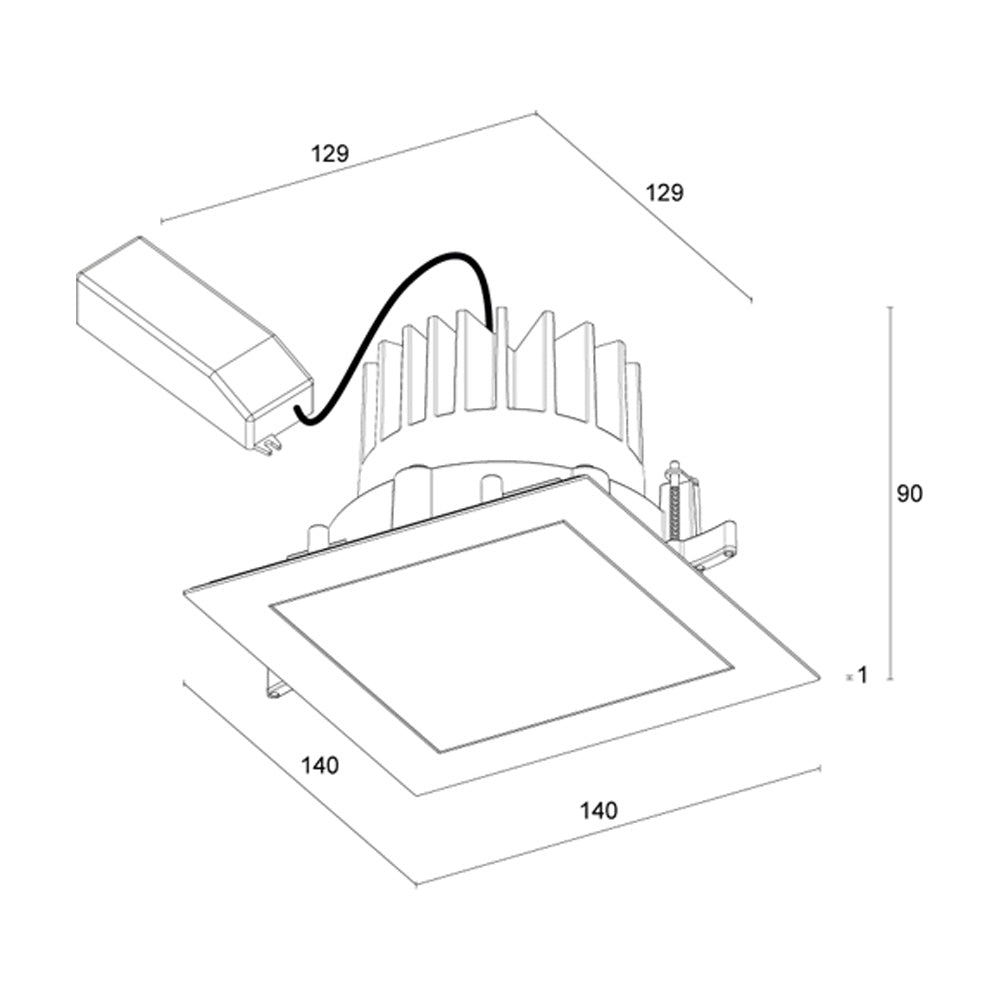 Buy Recessed LED Downlights Australia Altopiano 3.7 Square Recessed LED Downlight Anti-Glare Plastic 2CCT - AP3610