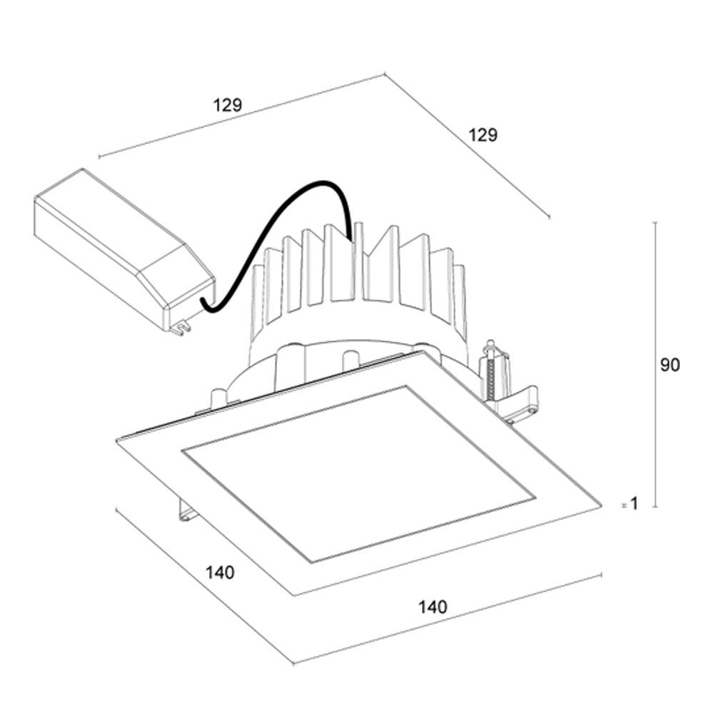 Buy Recessed LED Downlights Australia Altopiano 3.1 Square Recessed LED Downlight Anti-Glare CRI80 DALI-2 3000K - AP3110