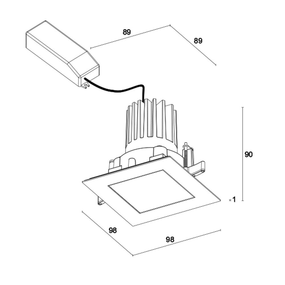 Buy Recessed LED Downlights Australia Altopiano 1.7 Square Recessed LED Downlight Plastic 2CCT - AP1710