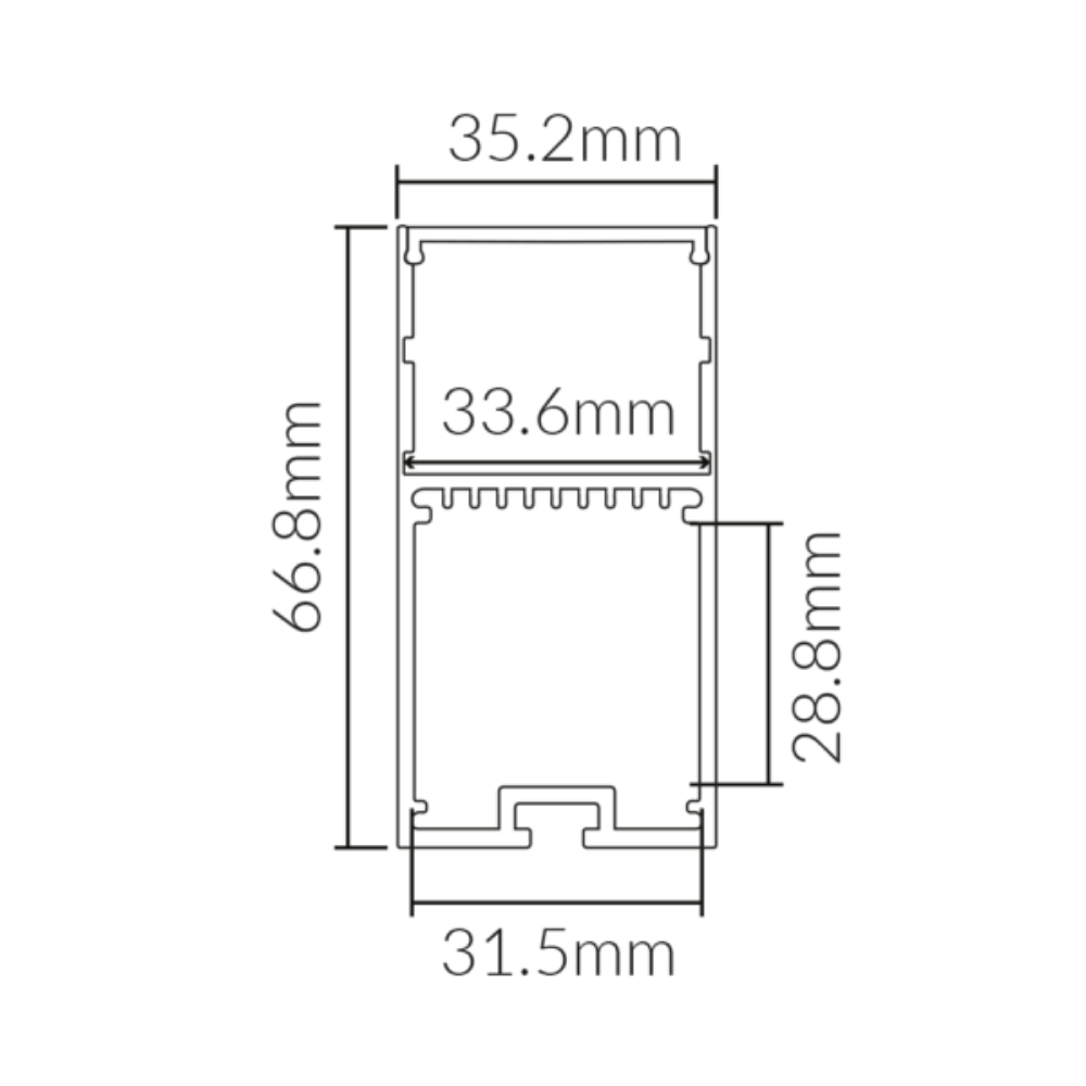 Buy Strip Light Profiles Australia Suspended Strip Light Profile L1000mm W35.2mm Opal Aluminium - VB-ALP051-1M