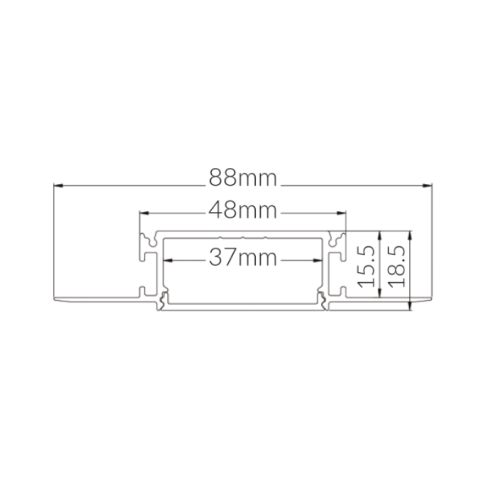 Buy Strip Light Profiles Australia Recessed Strip Light Profile L2000mm W88mm Aluminium - VB-ALP081-2M