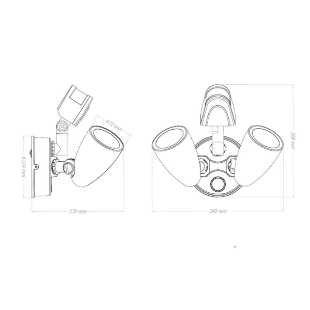 Buy Security Wall Lights Australia LED Security Wall 2 Light Weatherproof 20W Black Aluminium 3 CCT - VBLWL-400-4-CCT-S