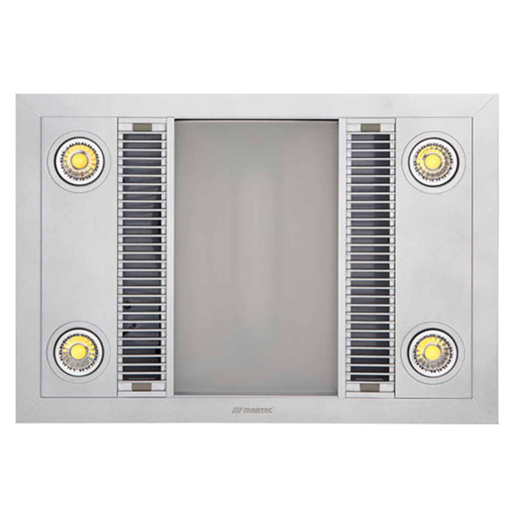 Buy 3 In 1 Bathroom Heaters Australia Linear 1000W Halogen 3 in 1 Bathroom Heater & High Extraction Exhaust Fan with LED Light White - MBHL1000W