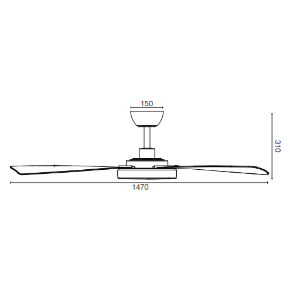Buy DC Ceiling Fans Australia MASCOT DC Ceiling Fan 58" Matt Black Moulded ABS Blade - 22199/06