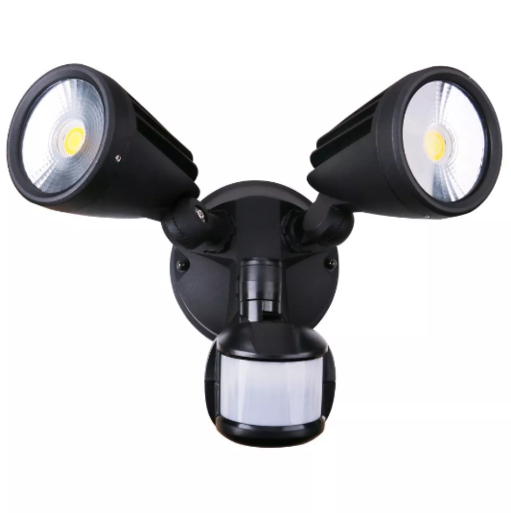Buy Security Wall Lights Australia Fortress II LED Security 2 Lights 15W Matt Black 3 CCT - MLXF3452MS