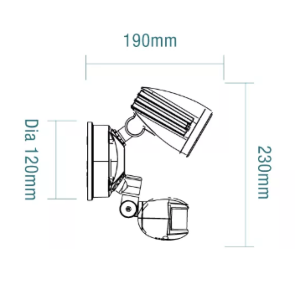 Buy Security Wall Lights Australia Fortress II LED Security Light 15W Matt Black 3 CCT - MLXF3451MS