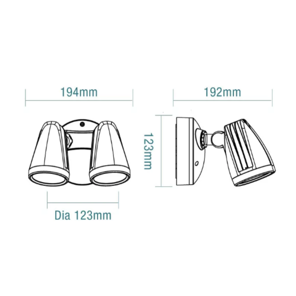 Buy Floodlights Australia Fortress Flood 2 Lights 32W Matt Black 3 CCT - MLXFP3452M